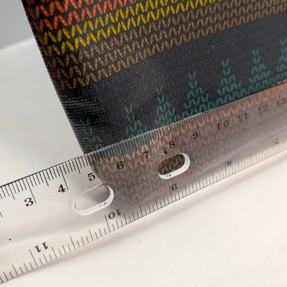 Fossil Key-Per Coated Canvas Tech Sleeve Clutch Nordic Fair Isle Print Retro